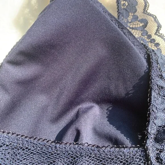 Lucky Brand Navy Blue Lace Bralette Size L Lightly Padded - Picture 8 of 10